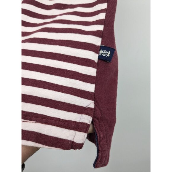 Striped Rugby Polo Shirt Men Size S Crest Patch Preppy Academia Sporty Varsity - Picture 5 of 8